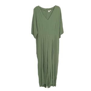 GAP Short Sleeve V-Neck Wide Leg One Piece Jumpsuit Green 18